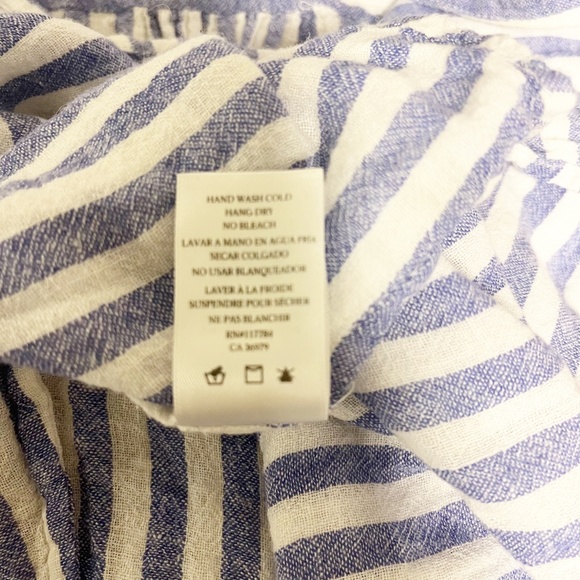 Rails Angelina Striped Tunic Tiered Mini Dress Linen Blend Smocked Waist Popover - Picture 10 of 10